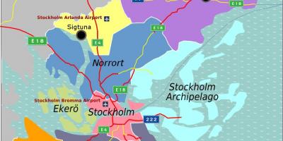 Χάρτης της Στοκχόλμης τη Σουηδία περιοχή