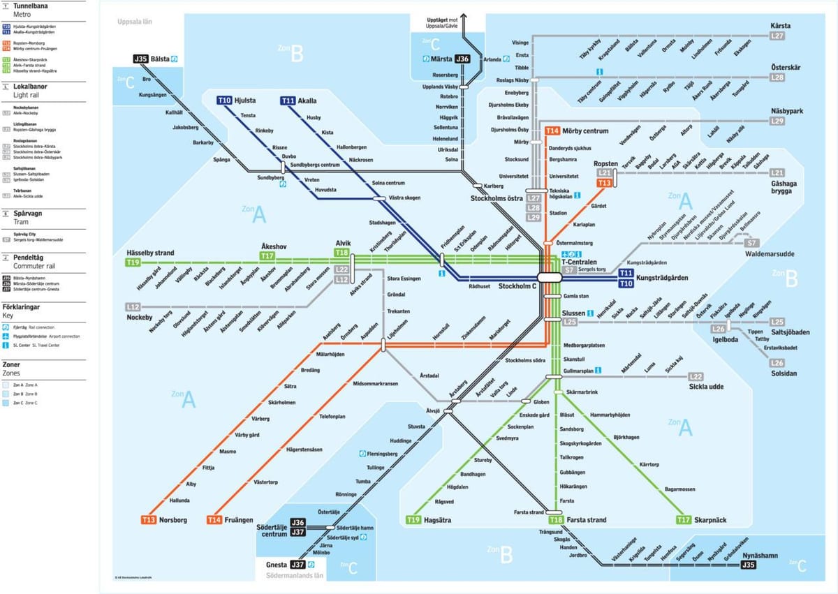 χάρτης της Στοκχόλμης διαμετακόμισης
