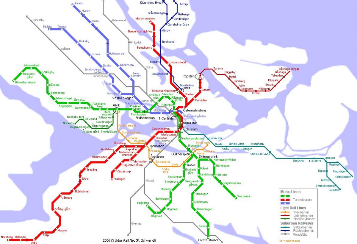 χάρτης του μετρό της Στοκχόλμης, Σουηδία