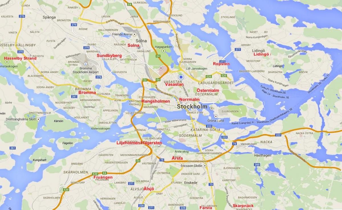 χάρτης της Στοκχόλμης γειτονιές