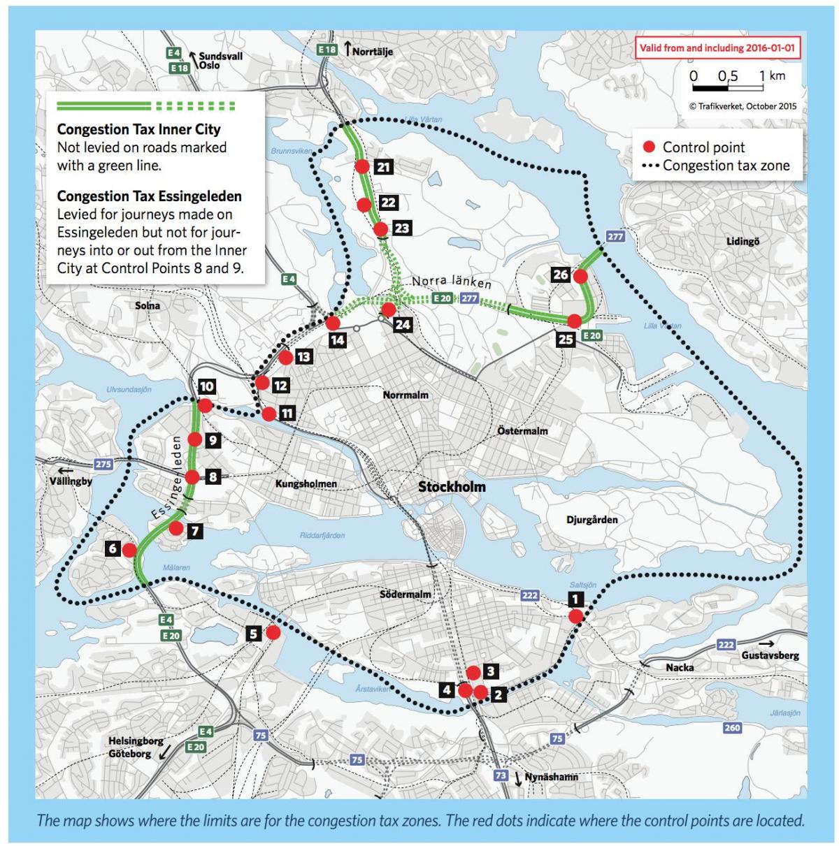 χάρτης της Στοκχόλμης κυκλοφοριακής συμφόρησης