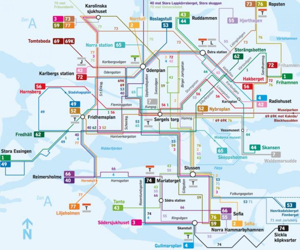 Στοκχόλμη γραμμές λεωφορείων χάρτης