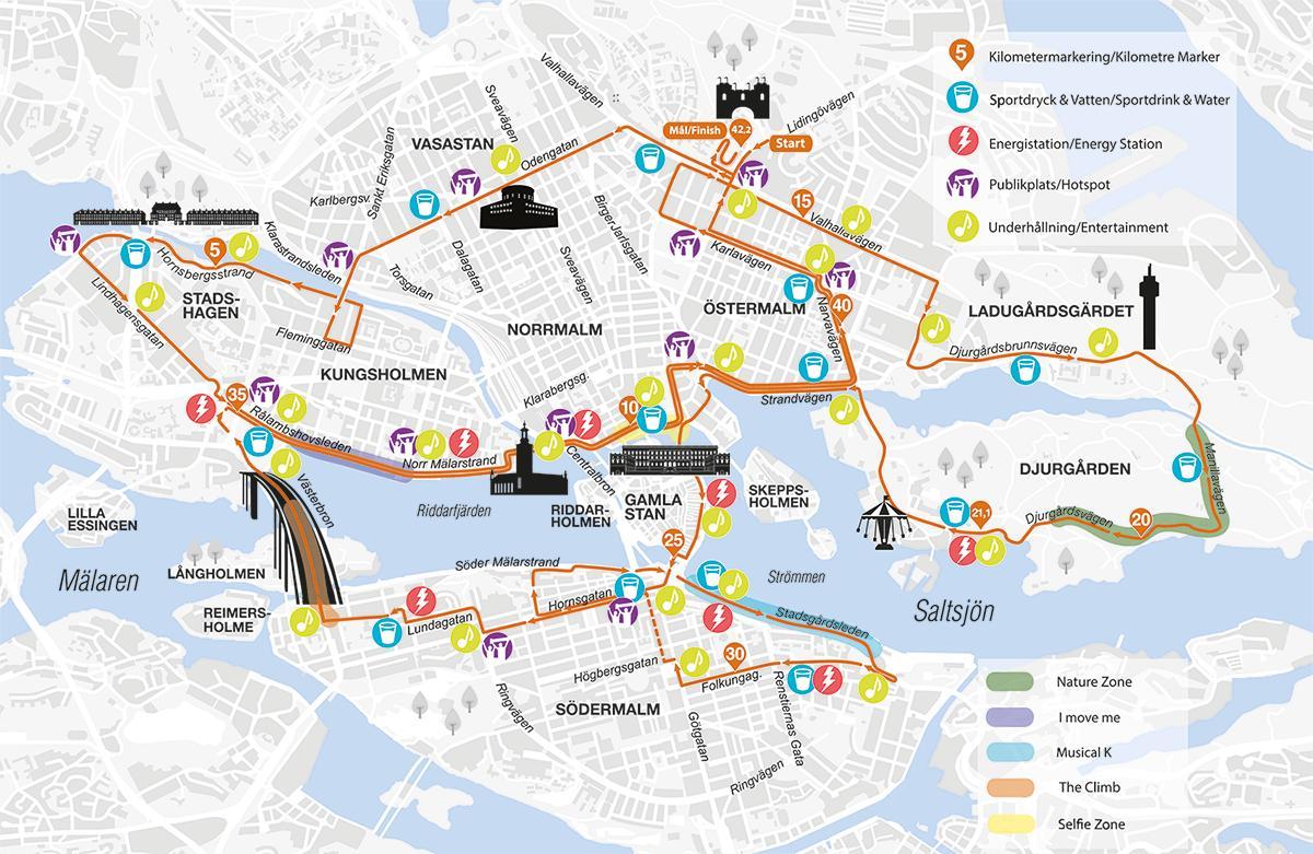 χάρτης της Στοκχόλμης μαραθώνιο