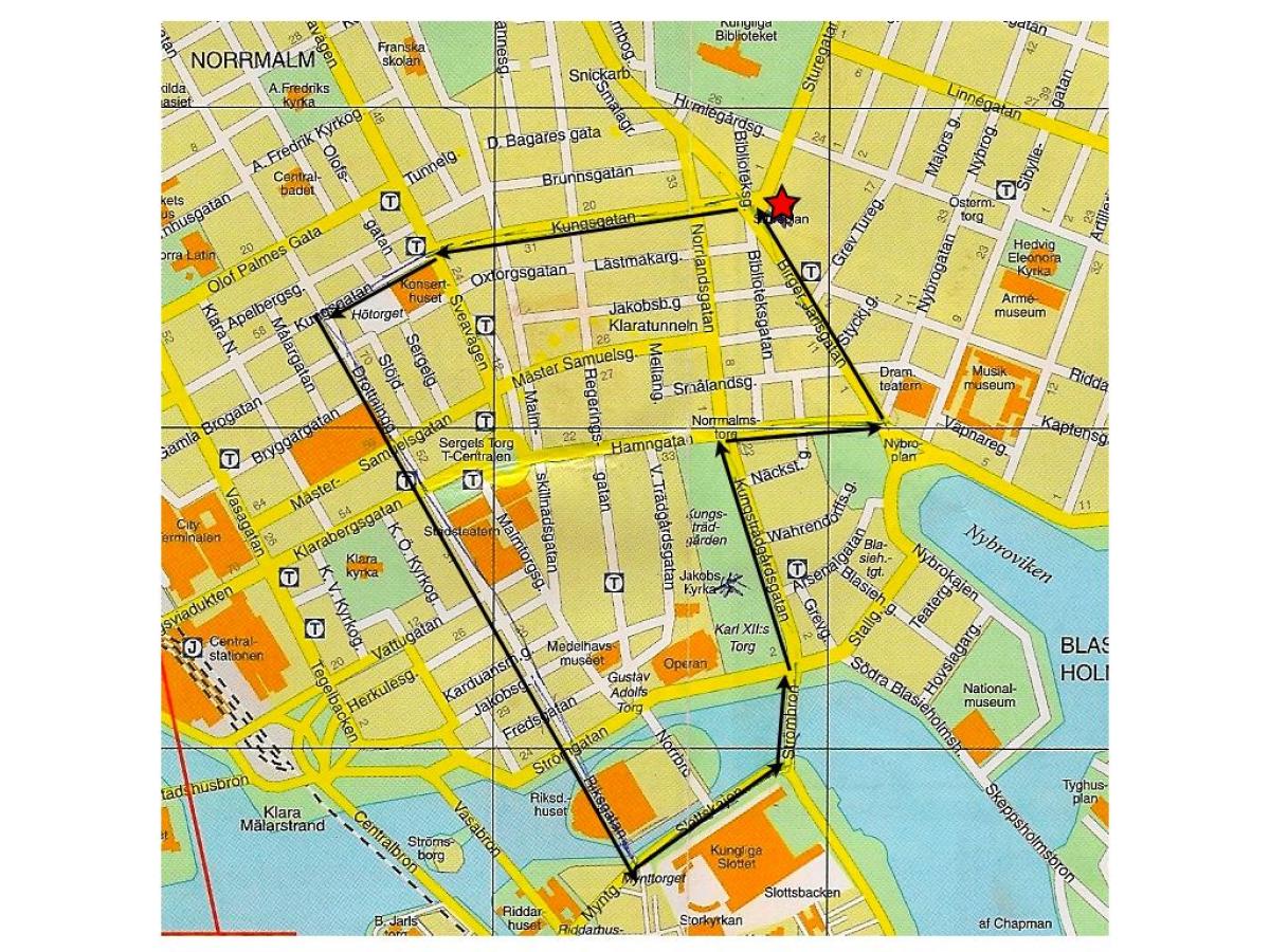 περιήγηση με τα πόδια Στοκχόλμη εμφάνιση χάρτη