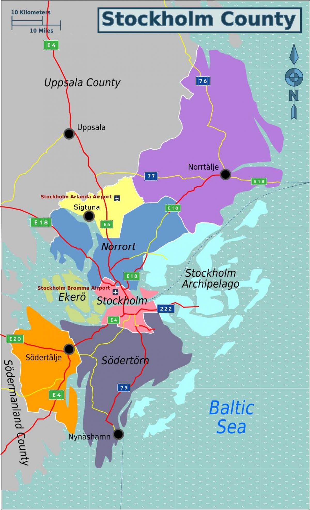 χάρτης της Στοκχόλμης τη Σουηδία περιοχή