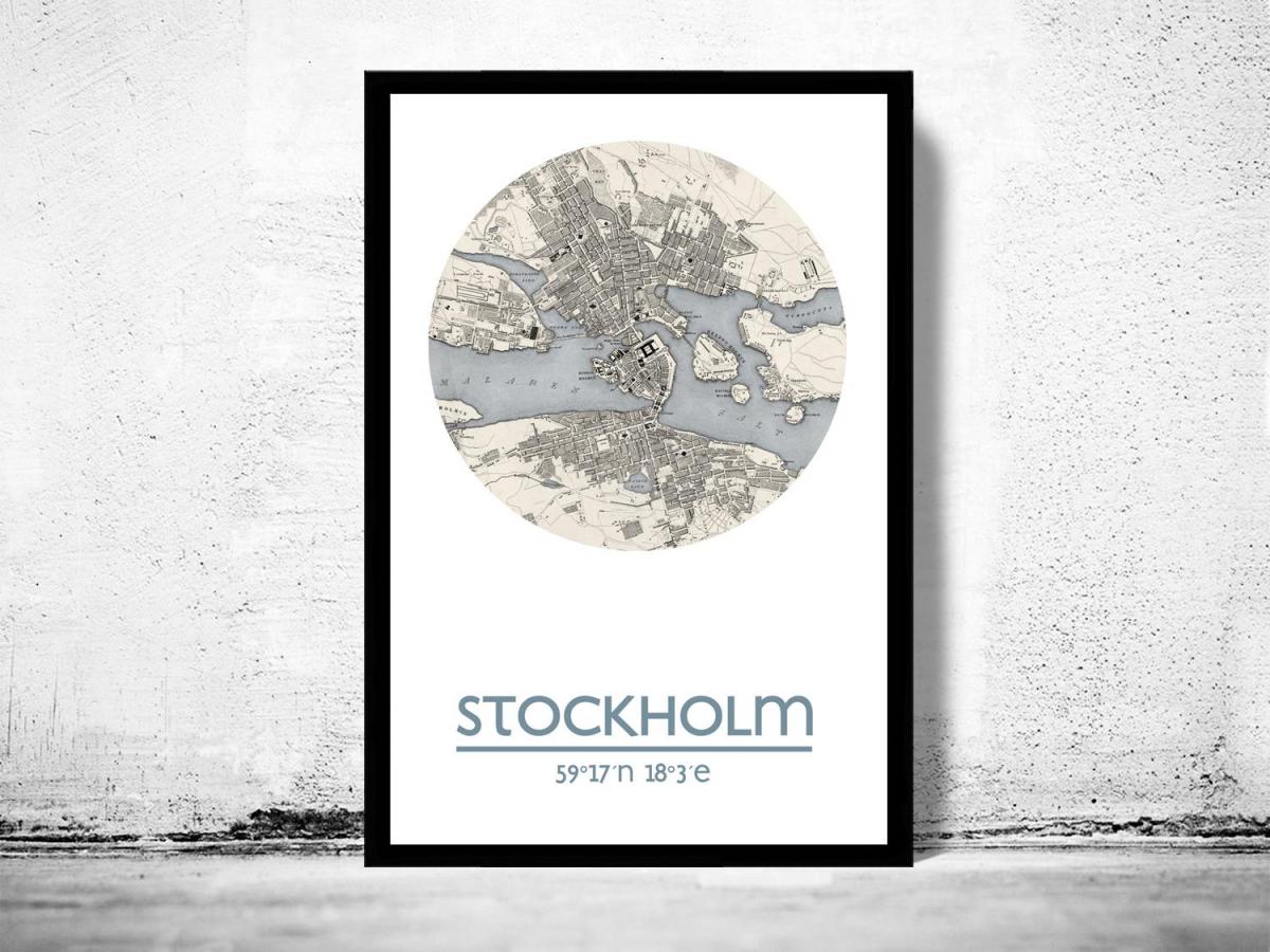 χάρτης της Στοκχόλμης χάρτης αφίσα