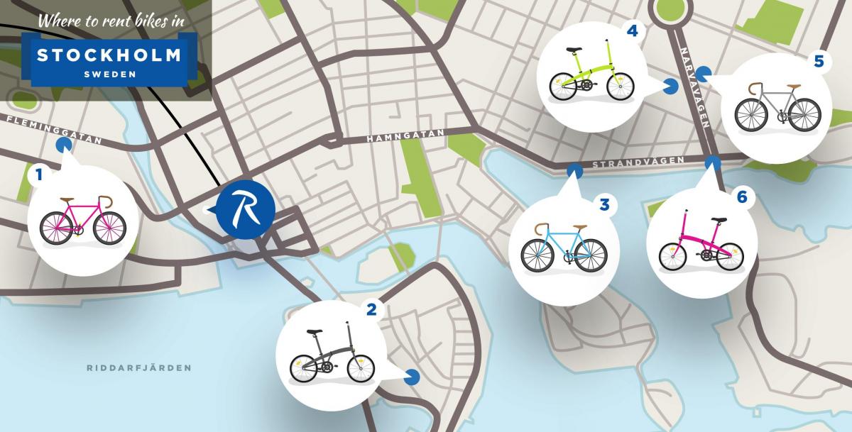 Στοκχόλμη ποδήλατα πόλης χάρτης