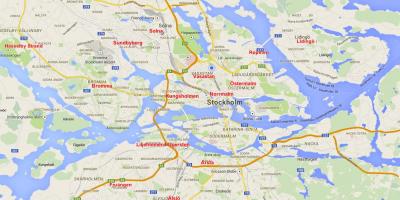 Χάρτης της Στοκχόλμης γειτονιές