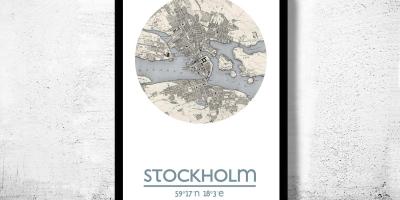 Χάρτης της Στοκχόλμης χάρτης αφίσα